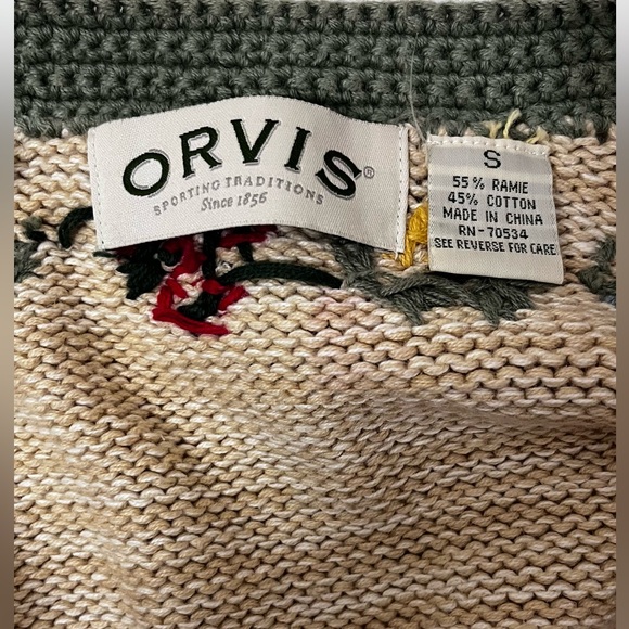 Vintage Orvis Sweater Cardigan Floral Embroidered Grannycore Cottagecore Small - Picture 5 of 7